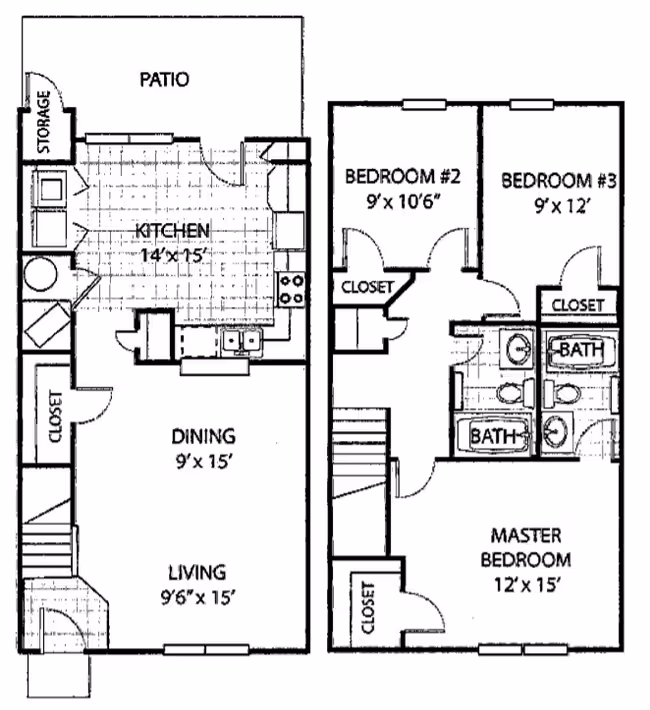 CT60 3 Bedroom Townhome 3202 floor plan